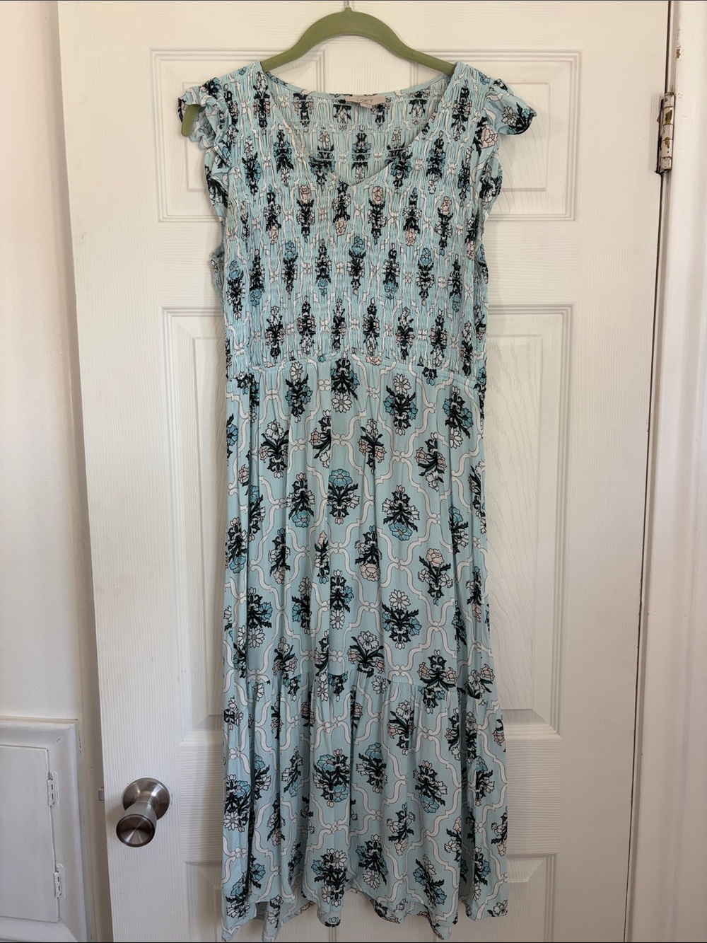 LOFT Light Blue Floral Maxi Dress